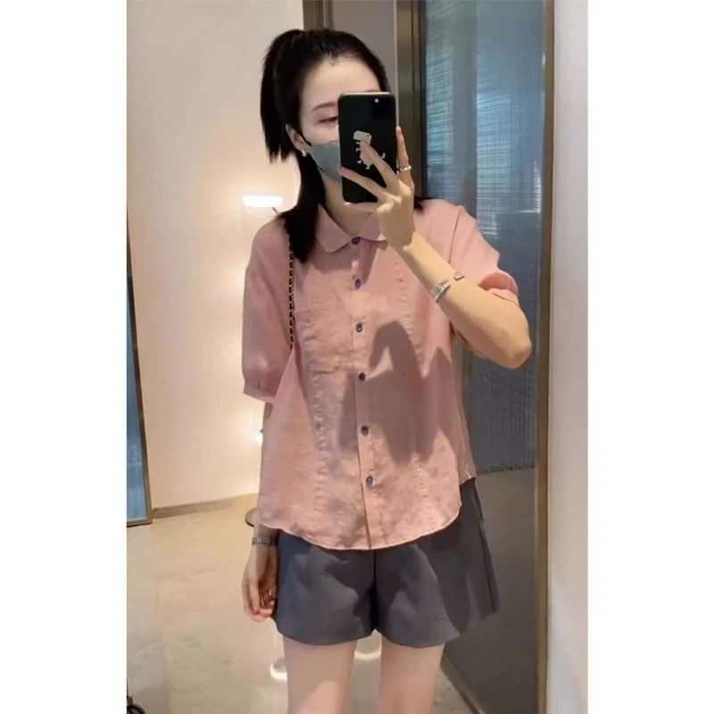 小个子穿搭一整套遮肚子显瘦减龄洋气时尚休闲短裤两件套装女夏款