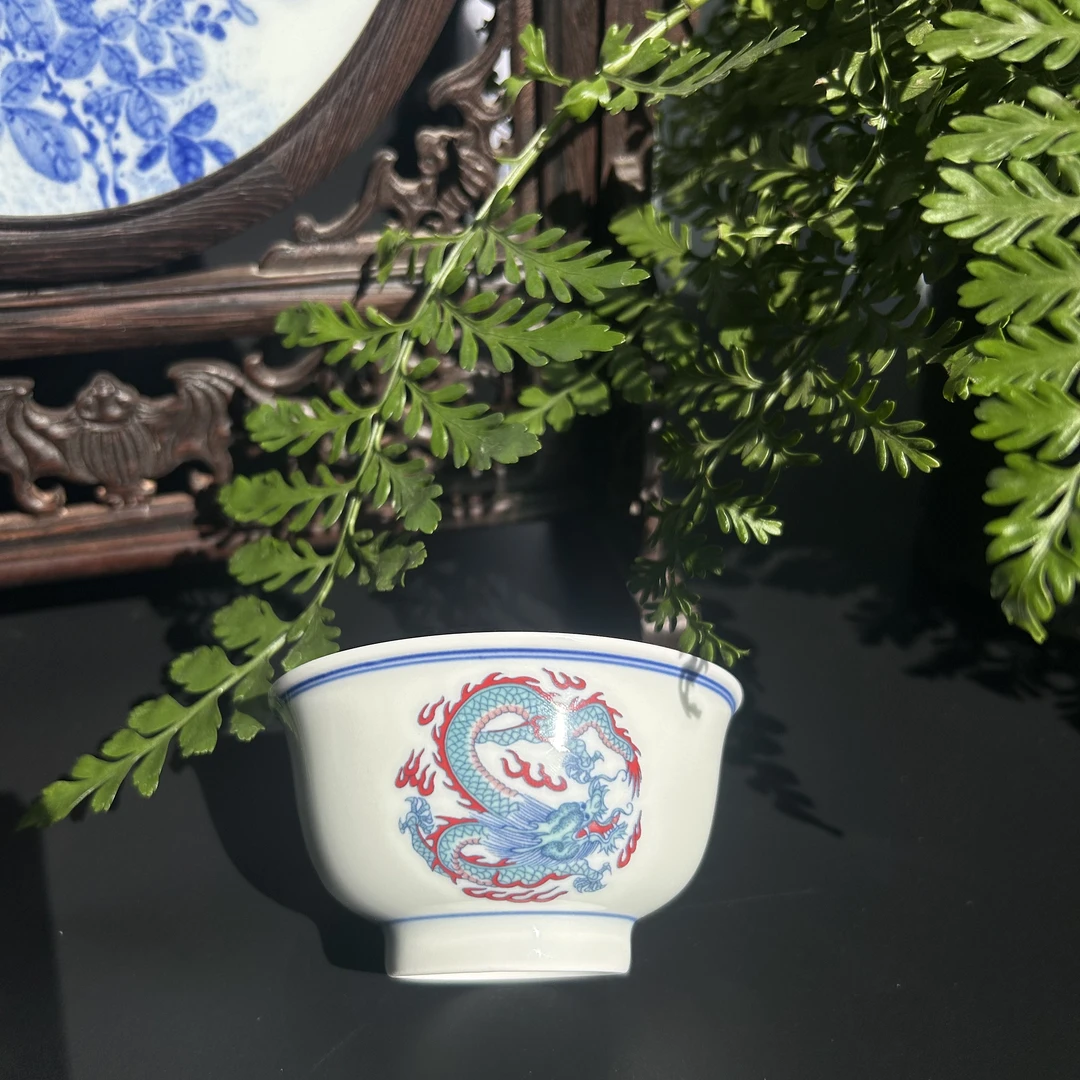 景德镇陶瓷三龙杯主人杯品茗杯茶器客杯仿古茶杯单杯