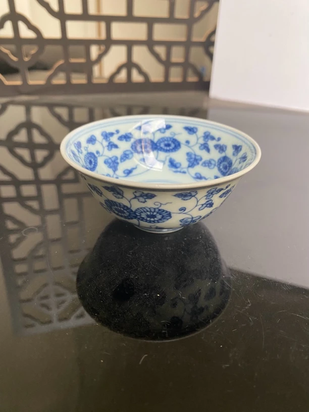 景德镇高温陶瓷并蒂双菊纹主人杯客杯