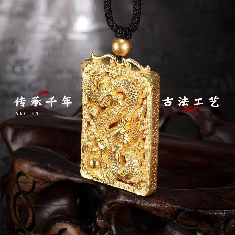 铜合金吊坠 专柜同款飞龙吊坠时尚大气古法传承工艺黄金色男款ing