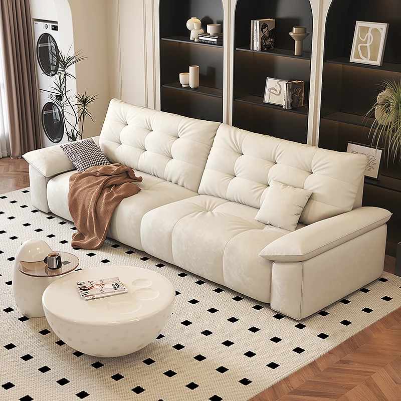 很久奶油风布艺沙发客厅小户型落叶松实木防污防刮猫抓布直排沙发