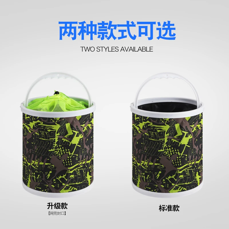 便携式折叠水桶 户外帆布 钓鱼车载 打水桶 装鱼桶防跳网专用活鱼