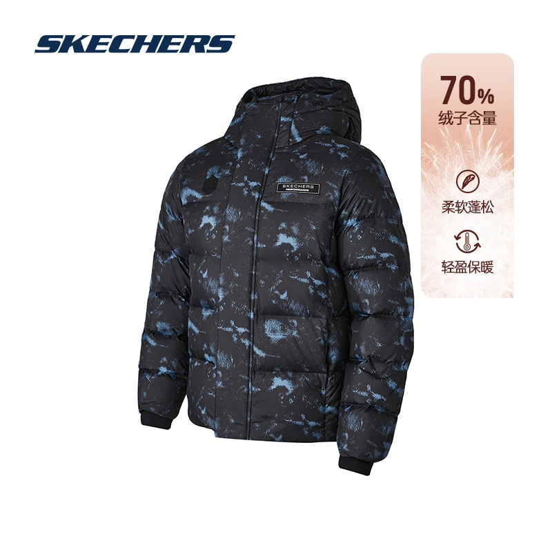SKECHERS斯凯奇冬季男士时尚休闲连帽短款保暖户外羽绒服P423M028