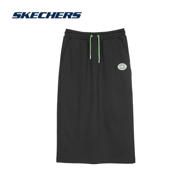 Skechers斯凯奇女款针织中裙高腰设计过膝裙子L423W070