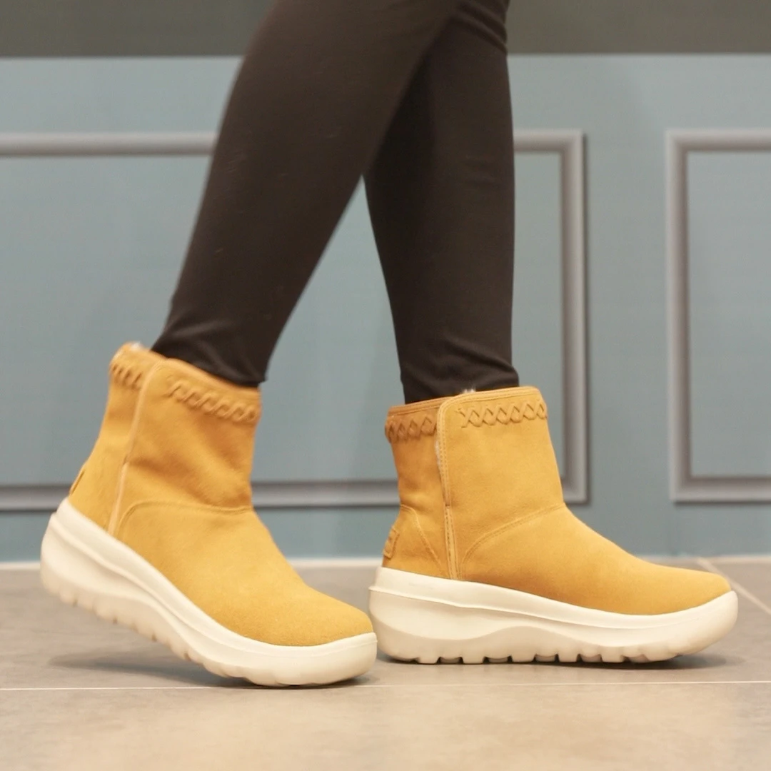 SKECHERS/斯凯奇女鞋秋冬一脚蹬保暖绒毛靴子雪地靴户外棉靴15544