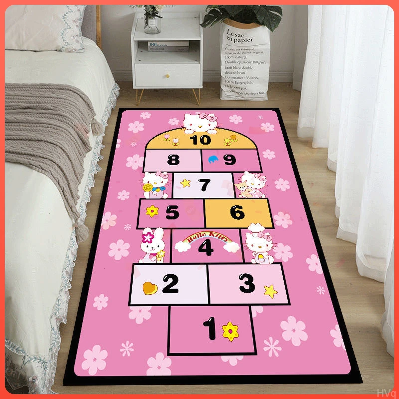 床边地毯地毯加厚感猫撸卡通可爱地毯卧室跳房子卡通满铺防滑地垫