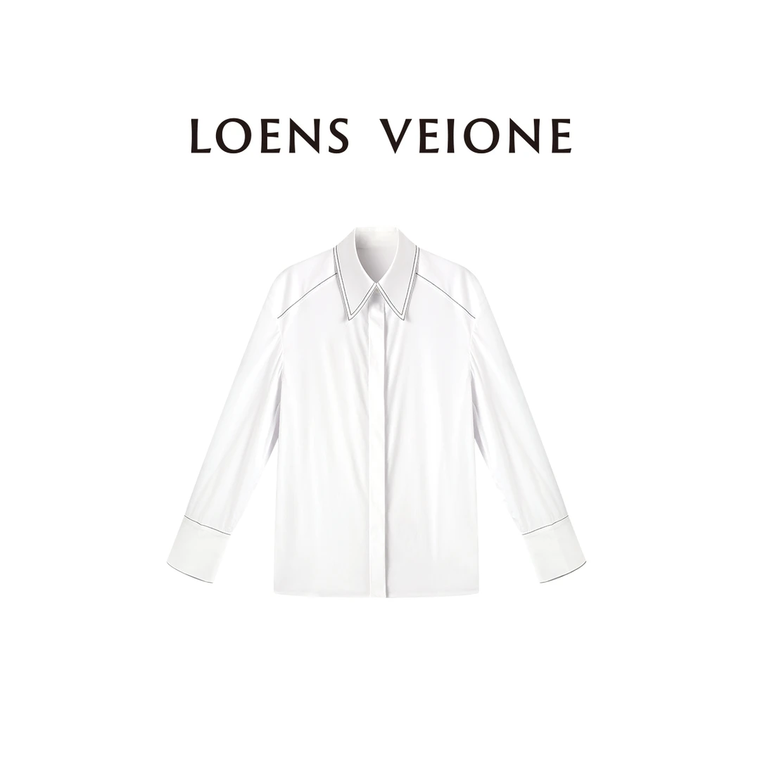 LOENS VEIONE/罗拉“可可西塔”黑线条纹轻奢衬衫24CVDH0108N