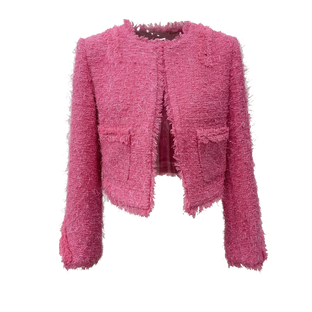 【彭彭echo专属】YAKI PAN小香风粉色外套气质轻奢短款时尚