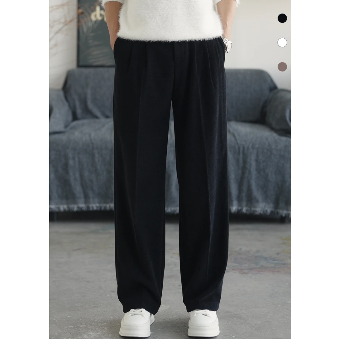 秋冬款保暖直筒百搭时尚纯色高腰厚款男士外穿休闲裤NBZ6125