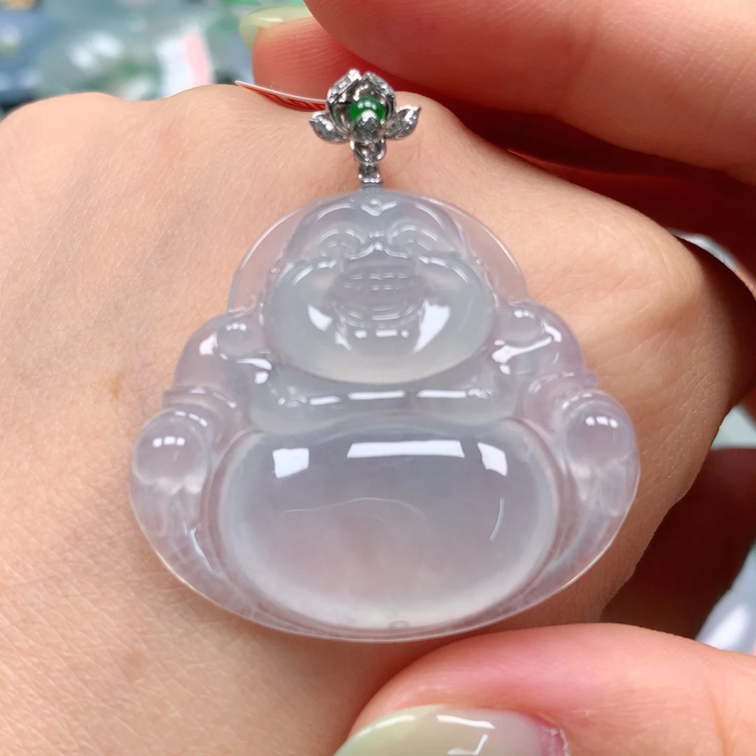 翡翠颈饰18K金镶嵌天然翡翠
