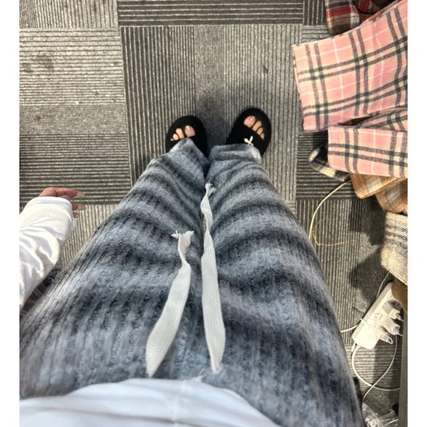 南南 特价 加绒彩虹条纹裤