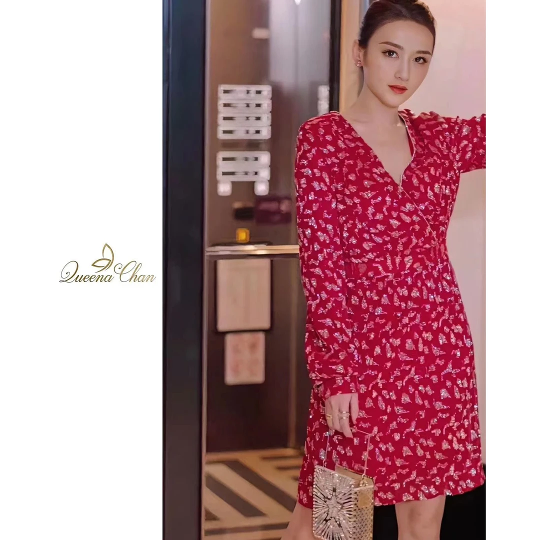 QueenaChan/可琳娜·查尔高定法式娇媚连衣裙女装气质显瘦礼服裙