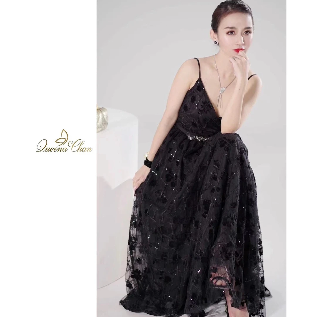 QueenaChan/可琳娜·查尔高定系列比利佛女星长裙赴约晚装礼服裙