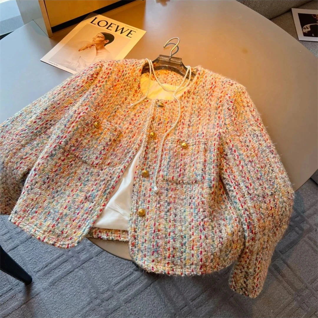 【现货粉丝专属】高级感小香风彩虹上衣气质显瘦短款外套女9825