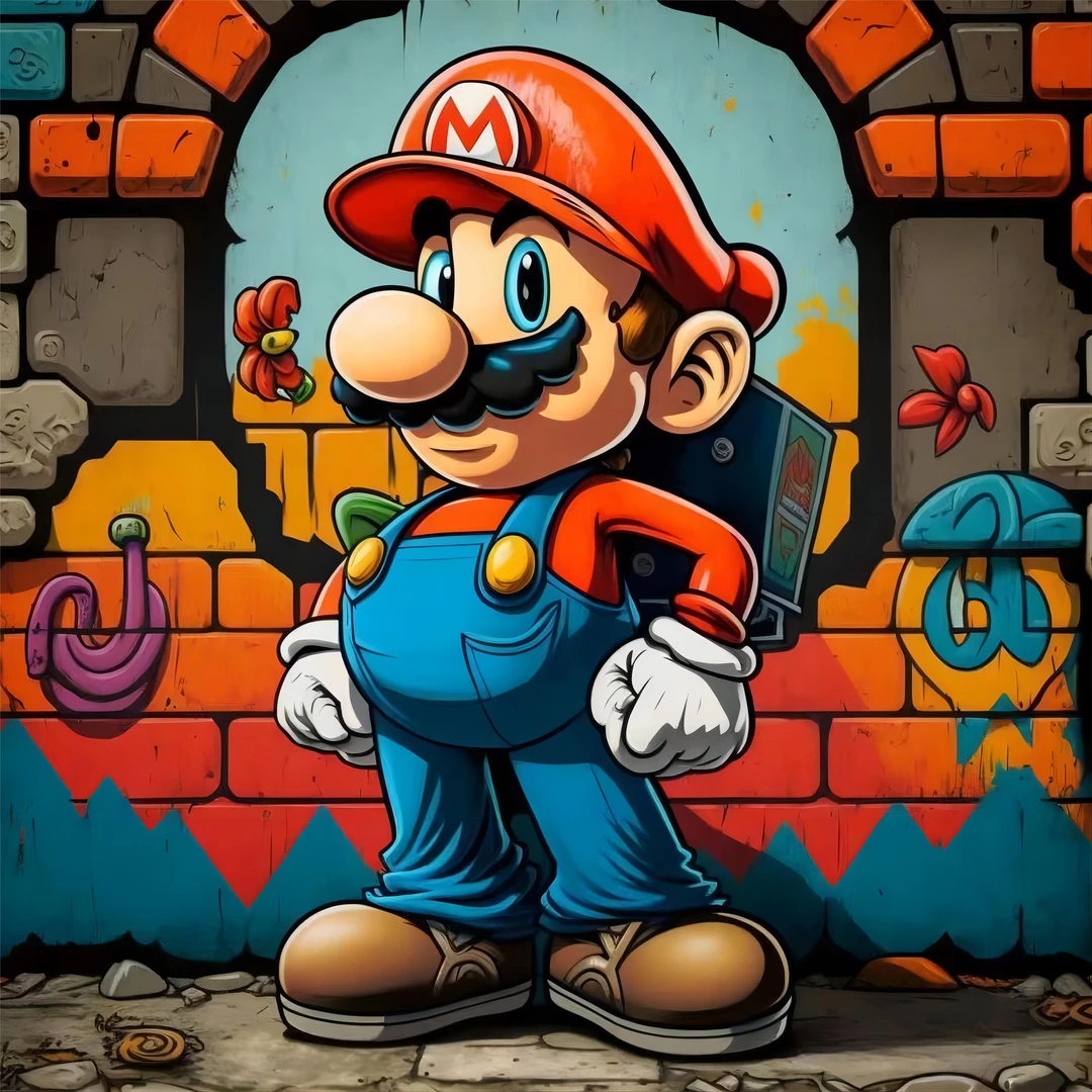 《超级玛丽》挂画儿童房装饰画床头画动漫家居漫画马里奥50*50 K1