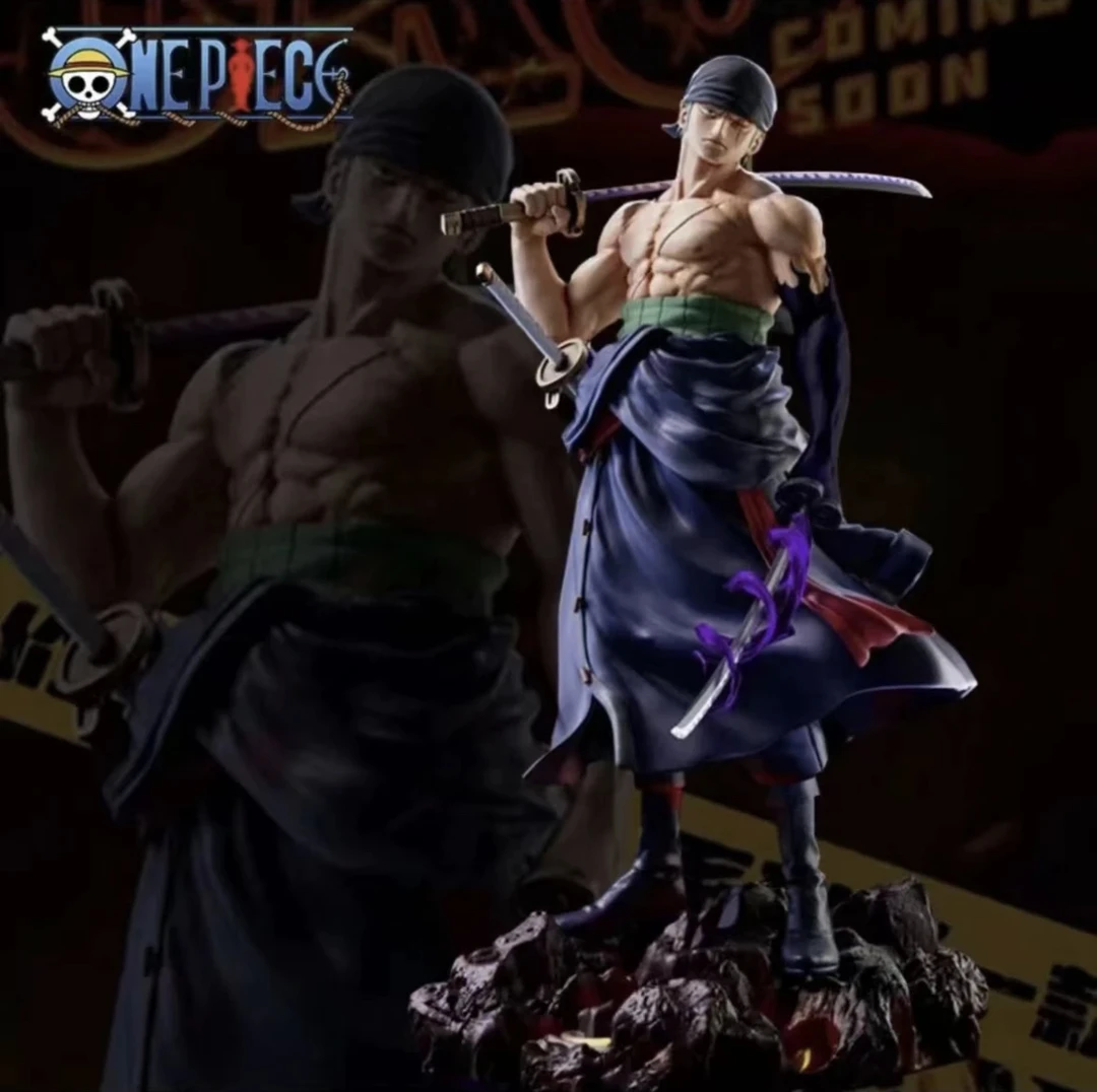 【海贼王系列摆件】 50cm超大扛刀阎魔索隆霸气五头雕 动漫家居摆件