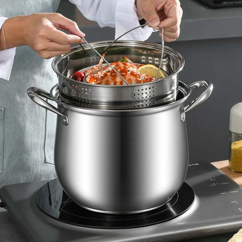 高汤锅汤锅不锈钢加厚家用蒸煮奶锅大蒸锅专用燃气电磁炉煮锅