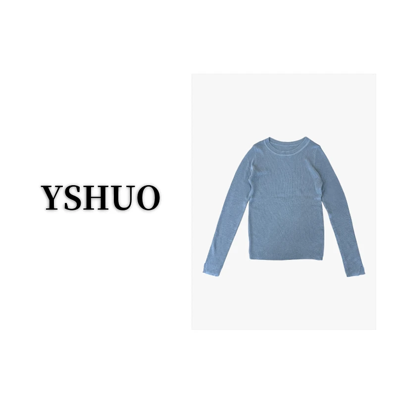 YSHUO【红粉专享】时尚长袖休闲百搭高领圆领秋冬简约纯色毛衣 737