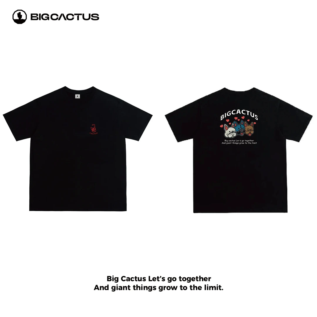 BC（狗狗5）重磅纯棉小圆领宽松T恤潮牌新款高级感短袖情侣夏季