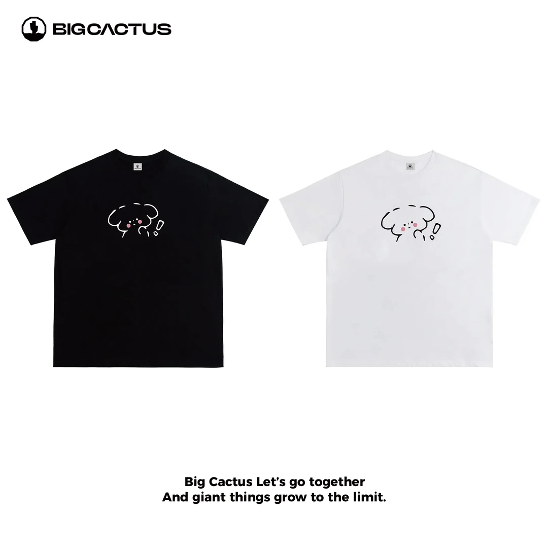 BC（卡通小狗）夏季重磅纯棉圆领宽松T恤潮牌情侣款百搭高级感短袖