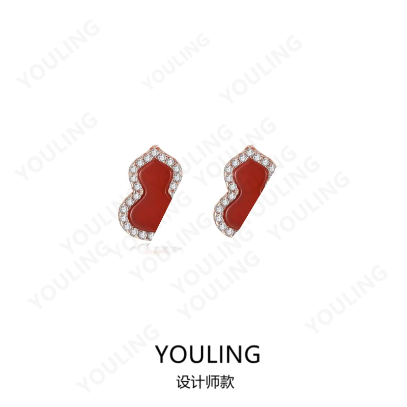 YOULING/柚琳  轻奢时尚葫芦气质红色耳钉