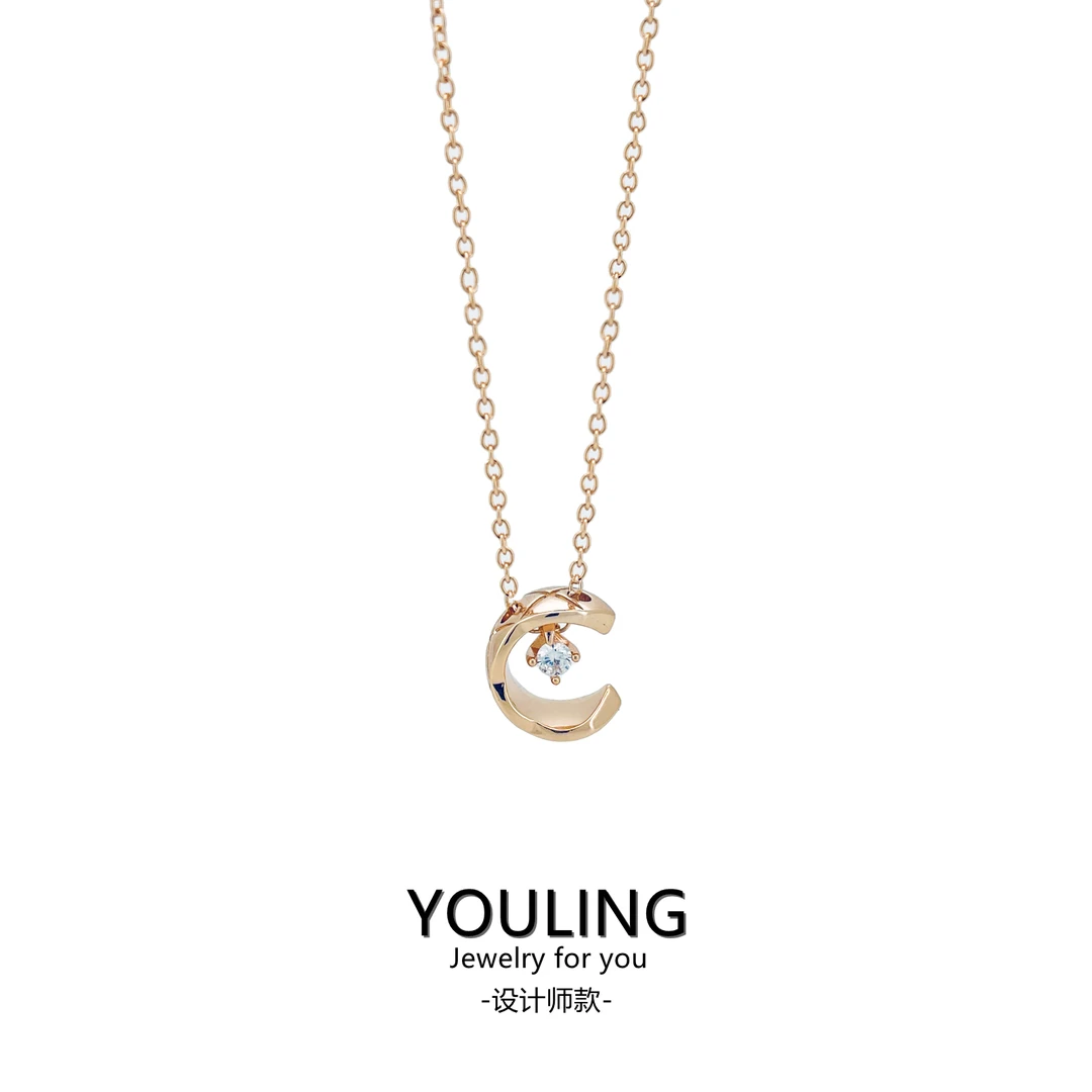 YOULING/柚琳 菱纹格香香家水冰月百搭项链坠链L125