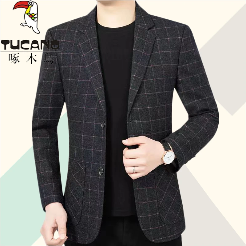 TUCANO/啄木鳥2105新品中青年男士格子高档百搭时尚韩版高档西装