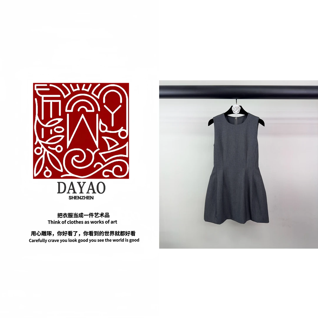 「DAYAO」25s名媛时尚百搭灰色高级感连衣裙轻奢高端女装WY24480