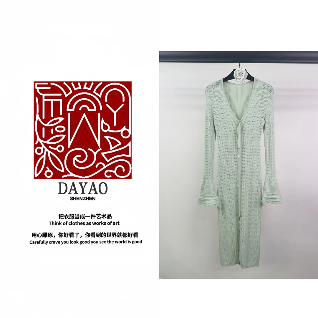「DAYAO」24款气质百搭显瘦长袖早秋针织连衣裙轻奢女装WYA24733