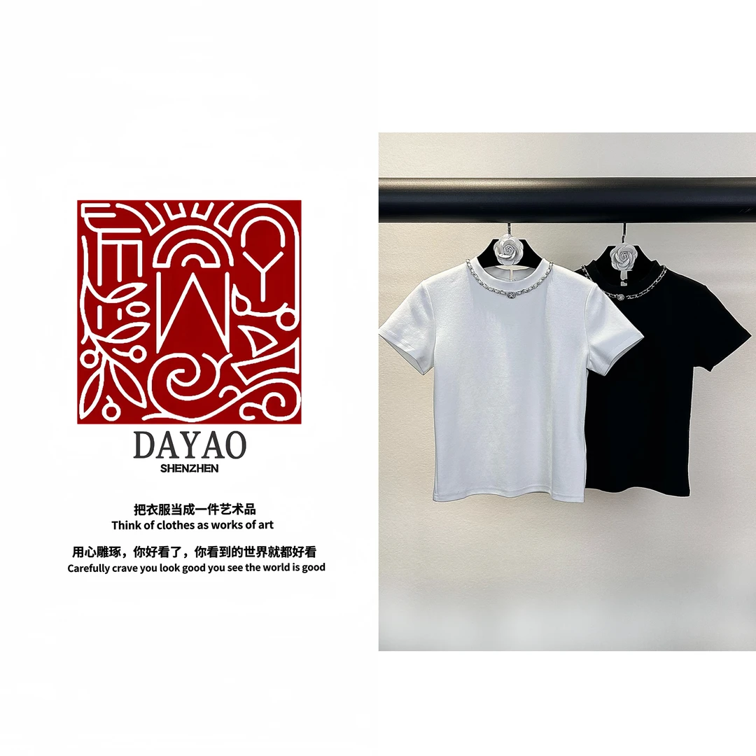 「DAYAO」“24s名媛链条显瘦气质百搭青奢T恤高端女装WY24246