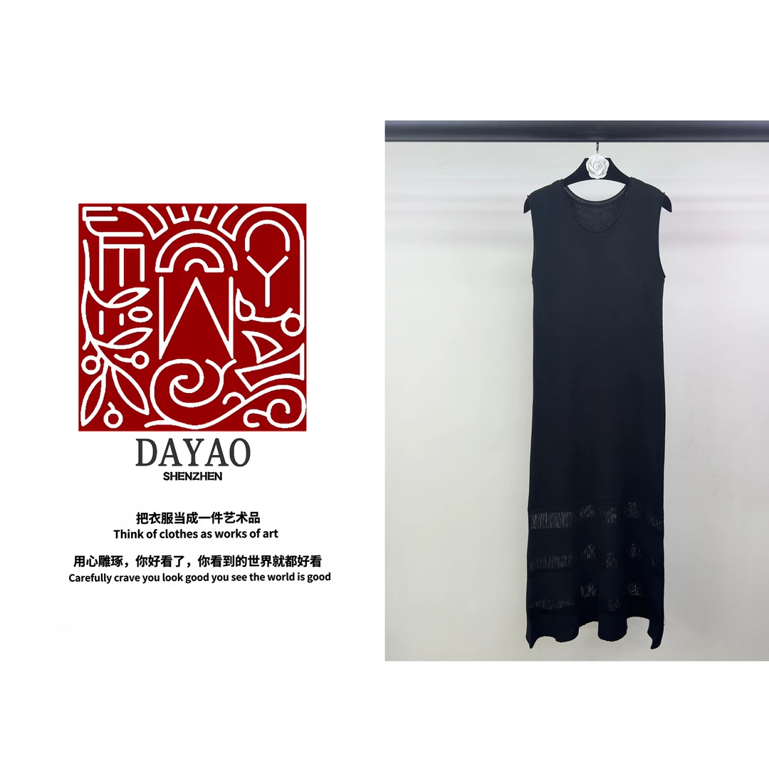 「DAYAO」黑色高级感名媛设计感无袖连衣裙轻奢高端女装WY246155