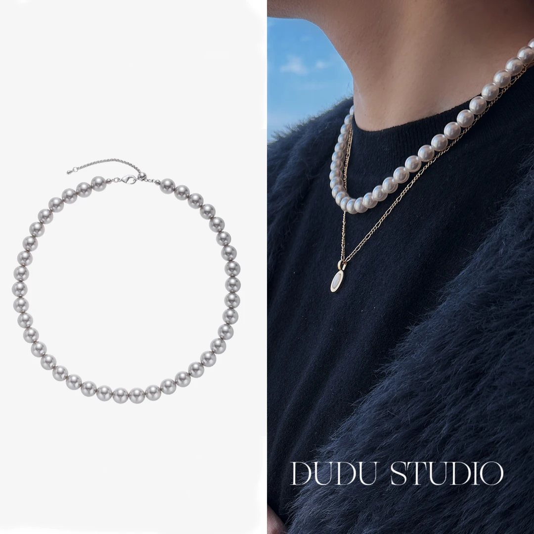 黄铜项链 銘星同款金鉑灰气质简约高级定制40+5抽拉延长链