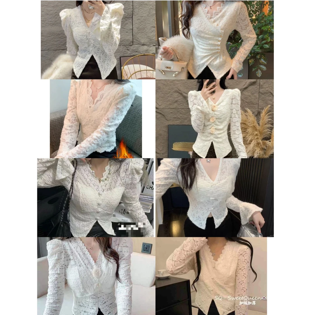 小野定制【蕾丝上衣加绒集合】2024年气质蕾丝上衣7
