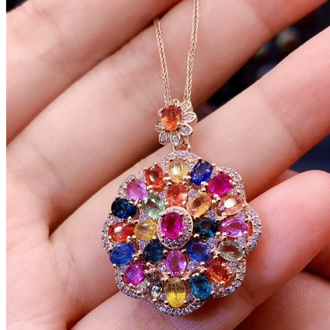 天然蓝宝石项链s925银镶嵌