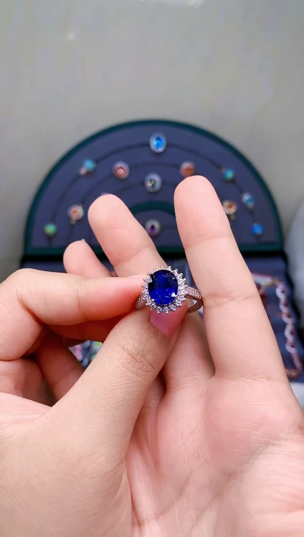 【闪购商品】蓝宝石戒指银S925镶嵌6767