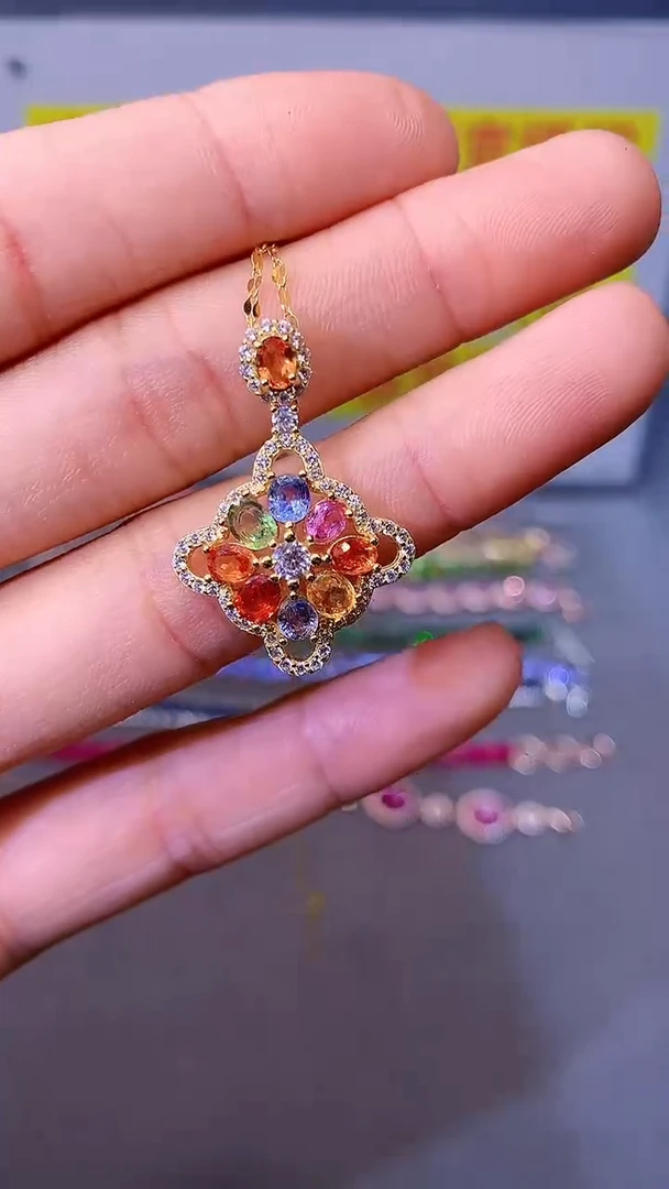【闪购商品】蓝宝石颈饰银S925镶嵌8