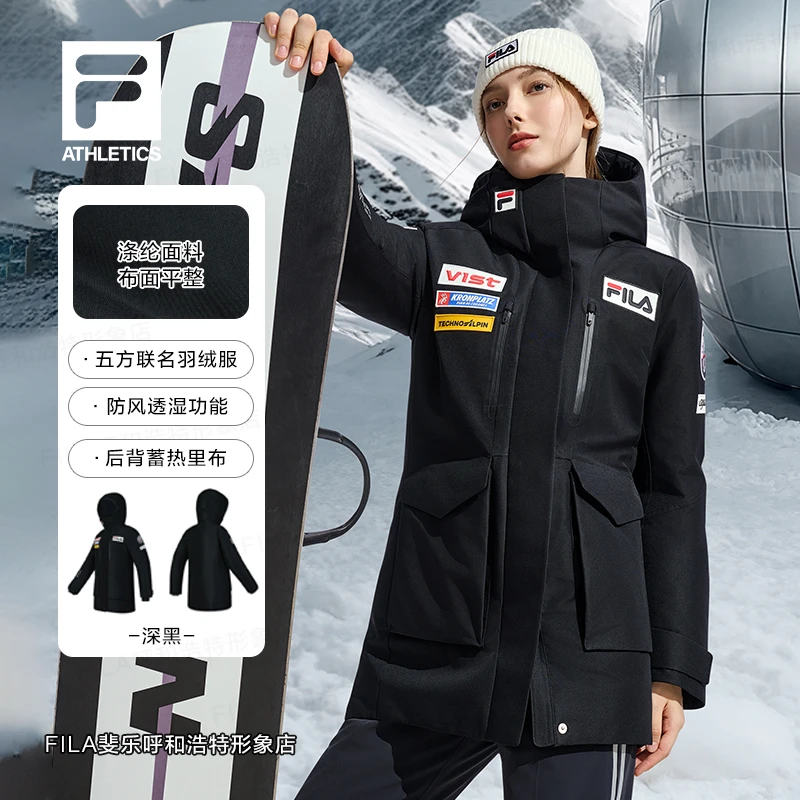 FILA斐乐【专业运动】女款冬滑雪五方联名中长款羽绒服A11W446924F
