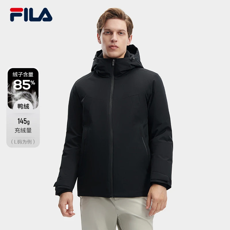 Fila/斐乐男士【通勤保暖】冬季商务百搭连帽舒适羽绒服F11M342903F