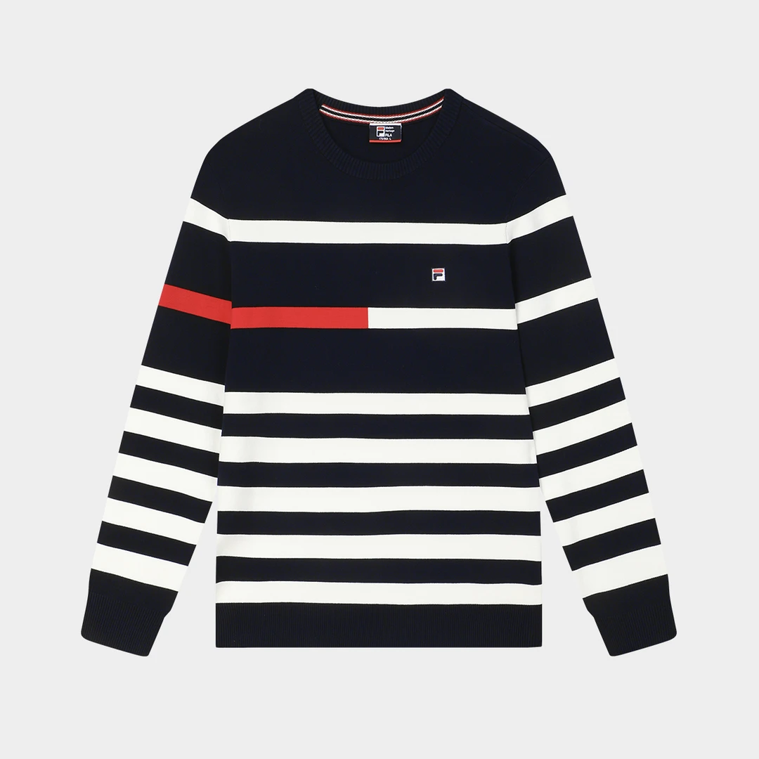 Fila/斐乐【舒适经典】男士冬季新款商务时尚休闲圆领款套头编织衫