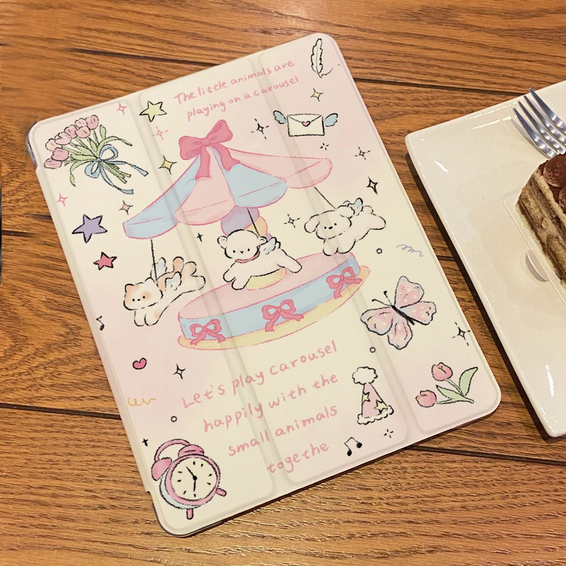 【三折式白羊木马】硅胶保护壳平板套MatePad笔槽ipad个性可爱