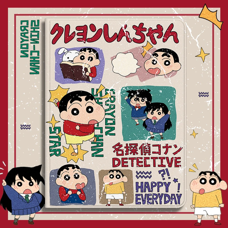 【书本式冲啊小新】新款平板保护套带笔槽ipad蜡笔小新