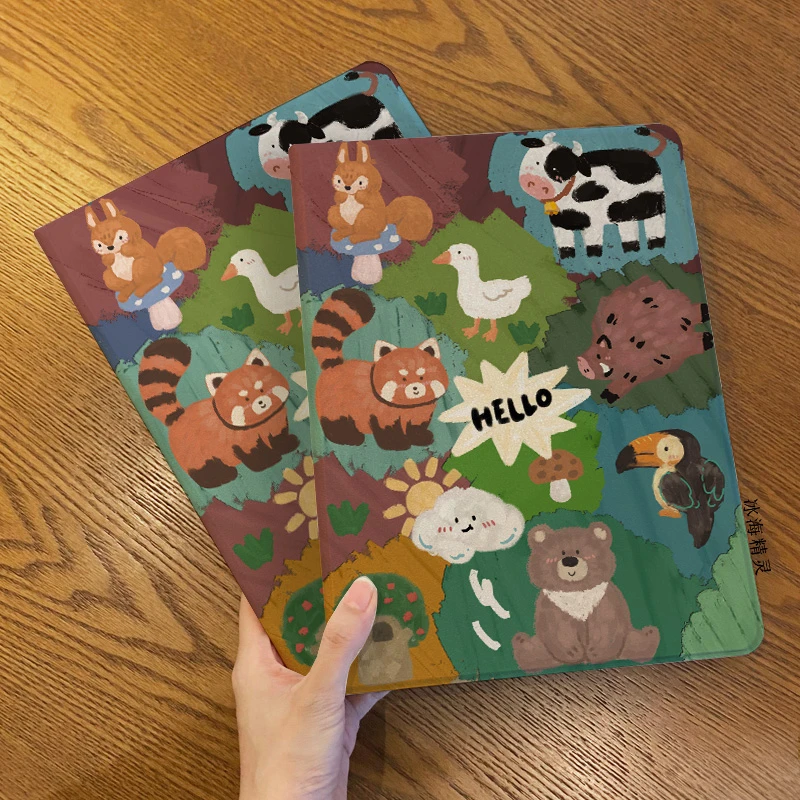 【书本式狐狸刺猬】适用苹果air6平板ipad9保护套华为11.5s荣耀9pro