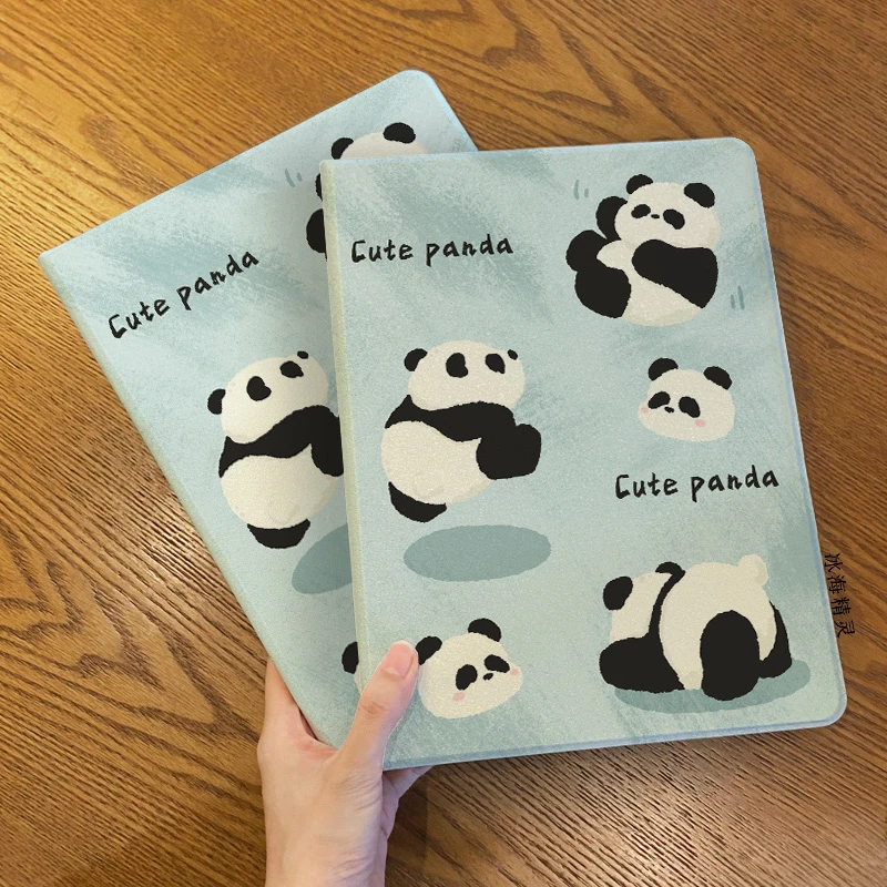 【书本式蹦跶熊猫】适用苹果air6平板ipad9保护套华为11.5s全包小米