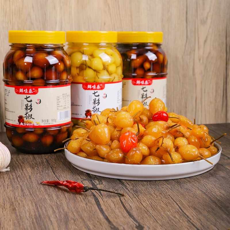 广西特产七彩泡椒酱香爽脆开胃下饭菜灯笼椒五彩椒开盖即食下饭菜