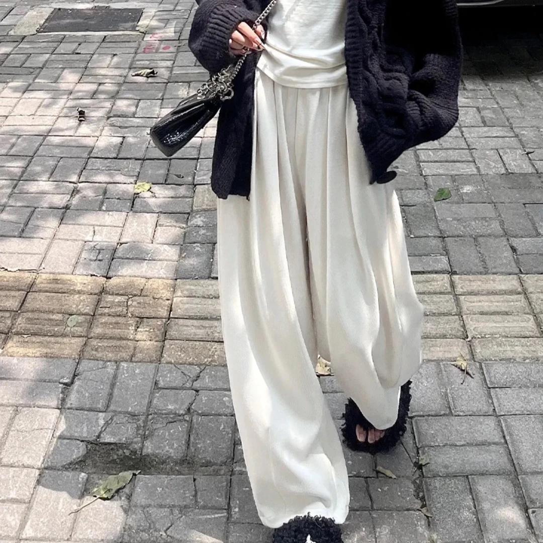 【小王家】大码阔腿裤女2024新款高腰垂感休闲显瘦慵懒风秋冬山本裤