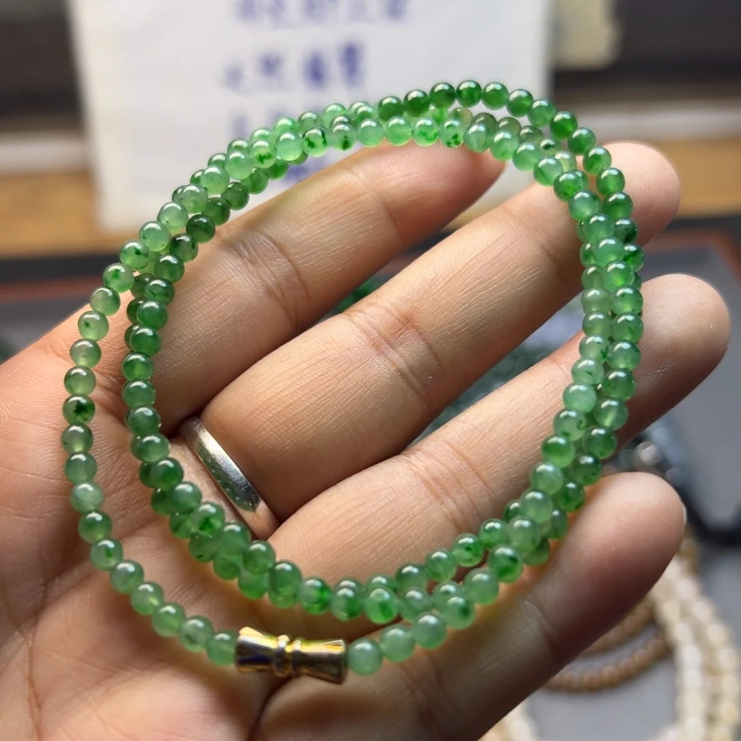 定制翡翠未镶嵌冰绿小米珠