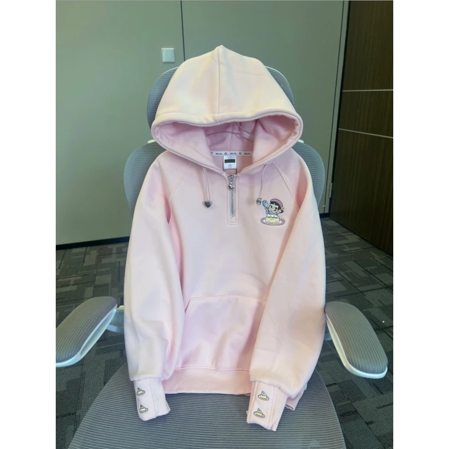 【清仓】韩版东大门卡通小女孩刺绣一体绒奥利绒卫衣 A615 615 X Z1