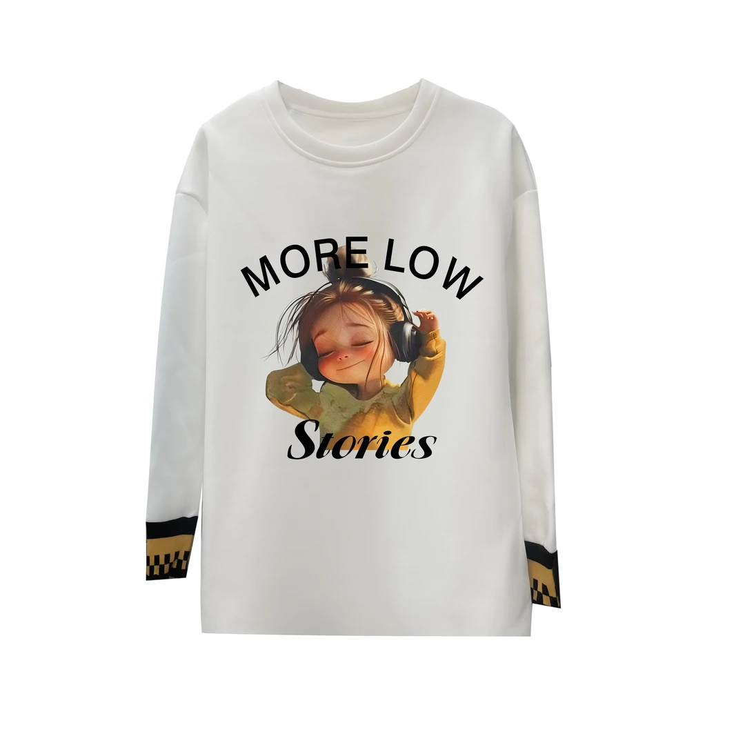 加绒个性螺纹袖口 2024秋季长袖T恤女 显瘦上衣百搭