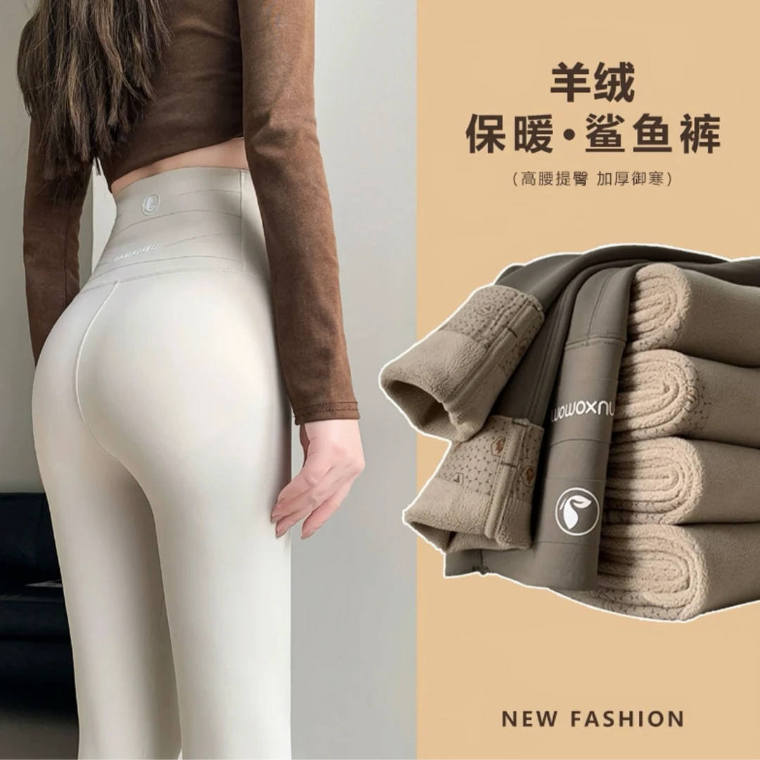 秋冬加绒鲨鱼裤女高腰提臀巴比裤瑜伽裤打底裤B288