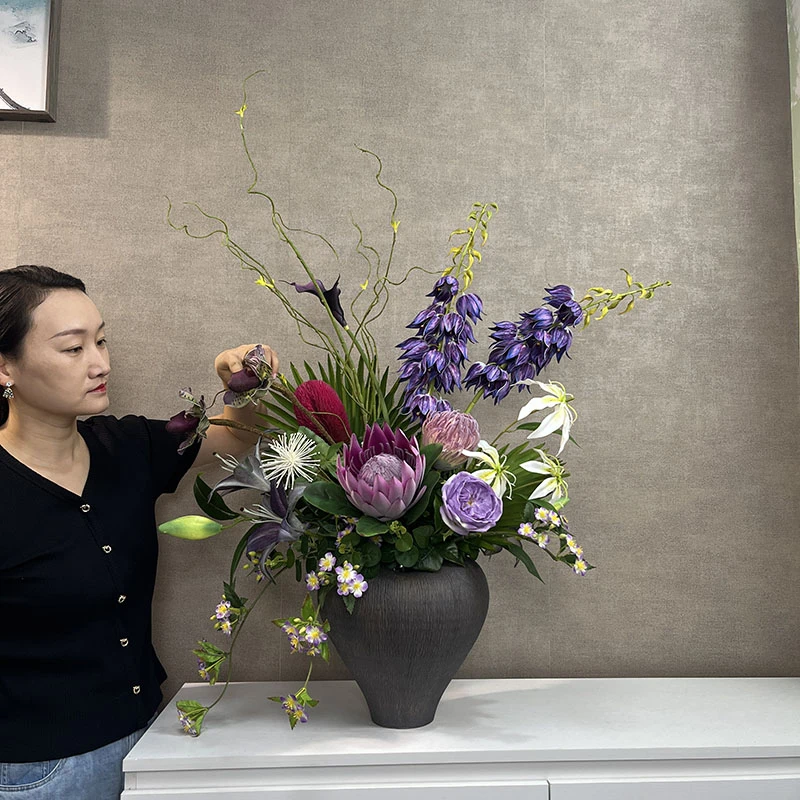 泊雅款仿真花艺 诧寂风假花摆设花别墅民宿软装摆放复古花艺